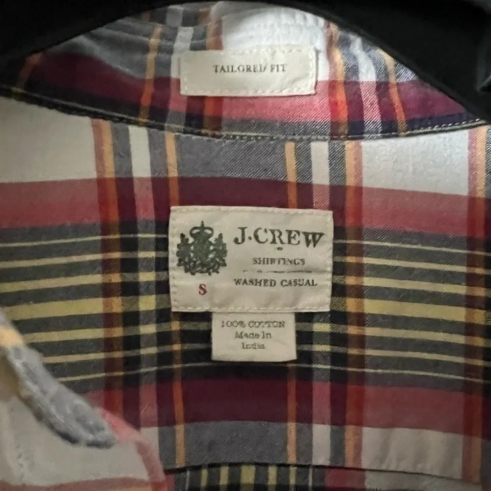 J.Crew, J.Crew, mens long sleeved cotton shirt, S, tailored fit, plaid pattern